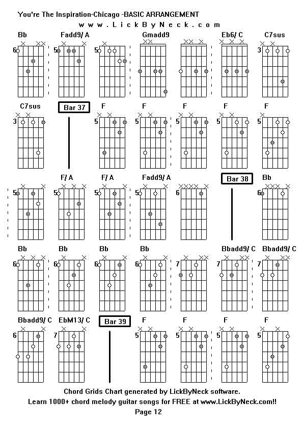 Chord Grids Chart of chord melody fingerstyle guitar song-You're The Inspiration-Chicago -BASIC ARRANGEMENT,generated by LickByNeck software.